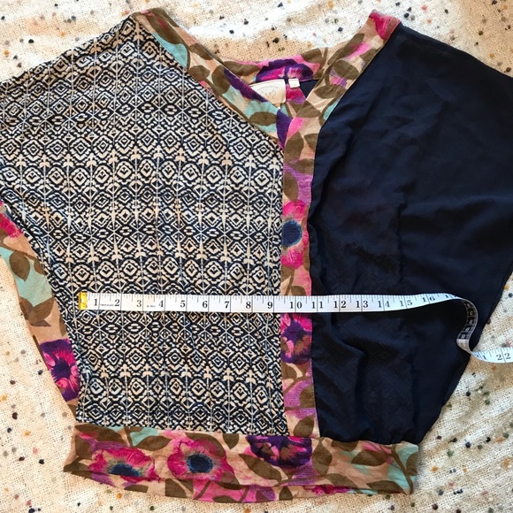 Anthropologie Vanessa Virginia Mixed Print Askew Kimono Top - Picture 5 of 11